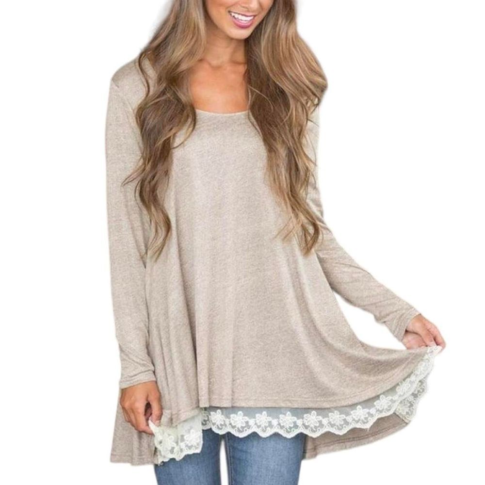 Umgee U.S.A. Cream Blouse Tunic Med tunic lace hem loose fit Boho Prairie